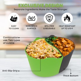 AMR 2in1 Slow Cooker Liners, Silicone Crockpot Liner for Cooking 2 Dishes Simultaneously, Fits 5-6 qt Crockpots, Leak Proof & Dishwasher Safe