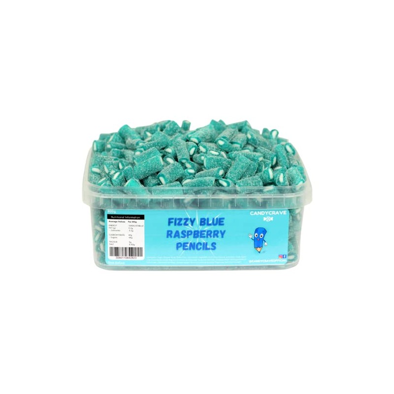 Monmore Confectionery Candycrave Blue Raspberry Pencils Tub, 800 g (Pack
