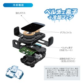Kashimura NKW-51 Automatic Open and Close Wireless Charging Holder Suction Cup Mount with Peltier Element + Cooling Fan