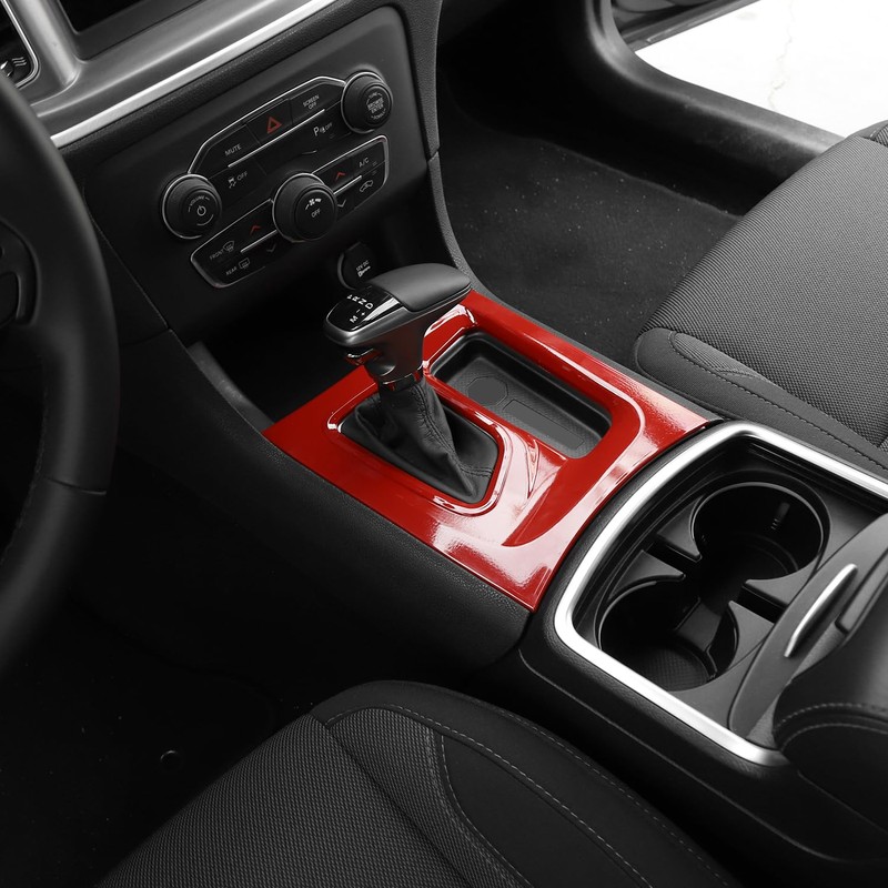 PDKLIN for Charger Gear Shift Panel Cover Trim Red Compatible