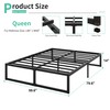 Lutown-Teen 14 Inch Queen Bed Frame Heavy Duty Steel Slat