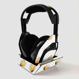 MightySkins Carbon Fiber Skin For ASTRO Gaming A50 Wireless Headphones + Base Station - Yellow Poppy | Protective, Durable Textured Carbon Fiber Finish | Easy To Apply | Made in the USA