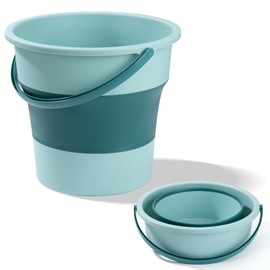 Foldable Bucket 10 L Portable Cleaning Bucket Sink Camping Space Saving Fishing Water Bucket with Handle for Cleaning Camping Fishing Kitchen (Green, 16.8L)