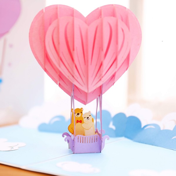 Liif Heart Balloon 3D Greeting Pop Up Valentines Day Card, Happy Valentines Card, Anniversary, Wedding, Engagement, Funny, Romance, Happy Birthday - For Kids, Wife, Women, Girlfriend, Daughter, Girl