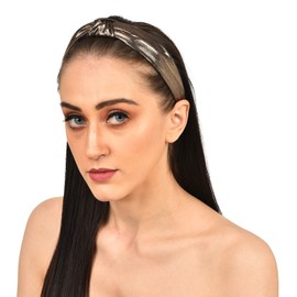 Vogue Hair Accessories Solid Shimmer Fabric Knot Plastic Hairband Headband for Girls and Woman (Shimmer Brown)
