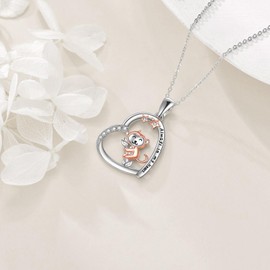 YAFEINI Monkey Necklaces for Women Sterling Silver Monkey Jewelry Animal Heart Pendant Gifts for Women