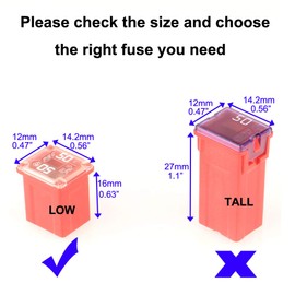 GUUZI Pack of 18 12V-24V Automotive Low Profile Jcase Box-Shaped Assortment Fuse Kit (20A/25A/30A/40A/50A/60A, 3 Pieces Each) Compatible with Pickup Trucks, Cars