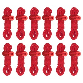 PATIKIL 4mm Tent Rope, 12 Pack 6.5ft Reflective Guyline Cord Tied Downs Rope Paracord Cord Camping Ropes with Red Aluminum Cord Adjusters for Camping Hiking Tent, Red