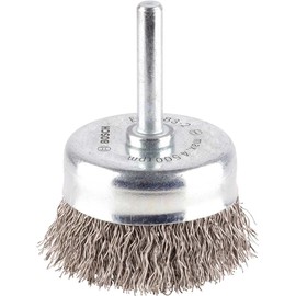 Bosch 1x PRO Stainless Steel Longlife Cup Brush, Crimped Wire for 6 mm Cylindrical Shank and Drill (for Steel, Stainless steel, Ø 50 mm, Professional Accessory Rotary Drill/Drivers)