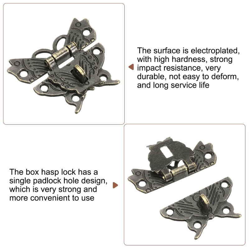 sourcing map Hasp Latch, 43 x 50mm Butterfly Decorative Retro