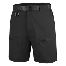 FREE SOLDIER Men's Cargo Hiking Shorts with Belt Lightweight Breathable Quick Dry Tactical Shorts with 6 Pockets for Casual Work Golf Camping(Black 40Wx12L)