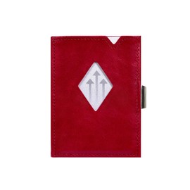 EXENTRI Leather Trifold Wallet - RFID Blocking with Stainless Steel Locking Clip, Rich Red, Minimalist