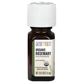 Aura Cacia Organic Rosemary Essential Oil | GC/MS Tested for Purity | 7.4ml (0.25 fl. oz.)