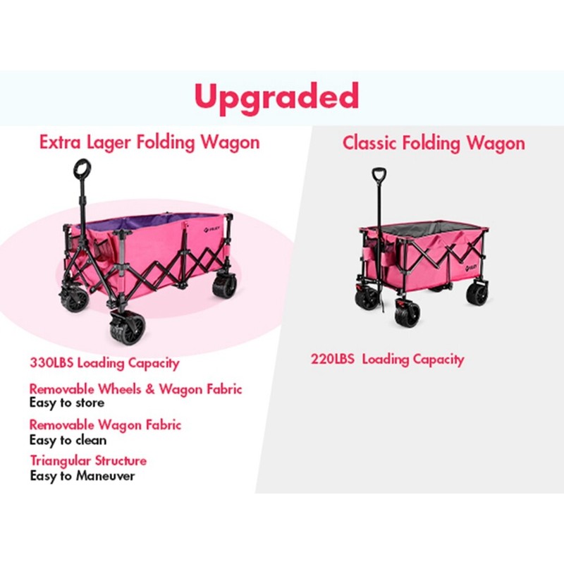 VILLEY Extended Collapsible Foldable Wagon with 330LBS Weight Capacit Drink