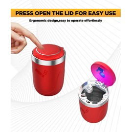 Flaconi Car Ashtray,Car Ash Tray,Ashtray for Car,Ash Tray for Cars,Car Ashtray with Lid Smell Proof,Cup Holder Ashtray,Car Ashtray with Lid,Ashtray Car,Suitable for Cars Van Outdoors(Red)