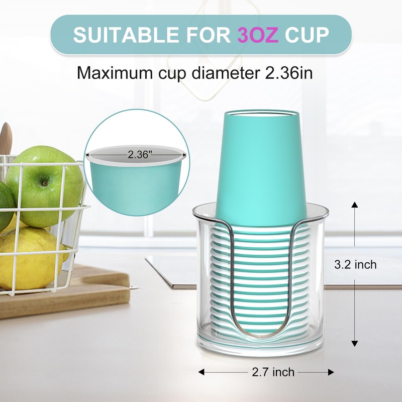 2 Pack Bathroom Cup Dispenser - Countertop 3 oz Bathroom
