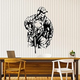 Large Vinyl Wall Decal Special Forces Military Soldier Warrior Decor Stickers Mural (g8208) Black