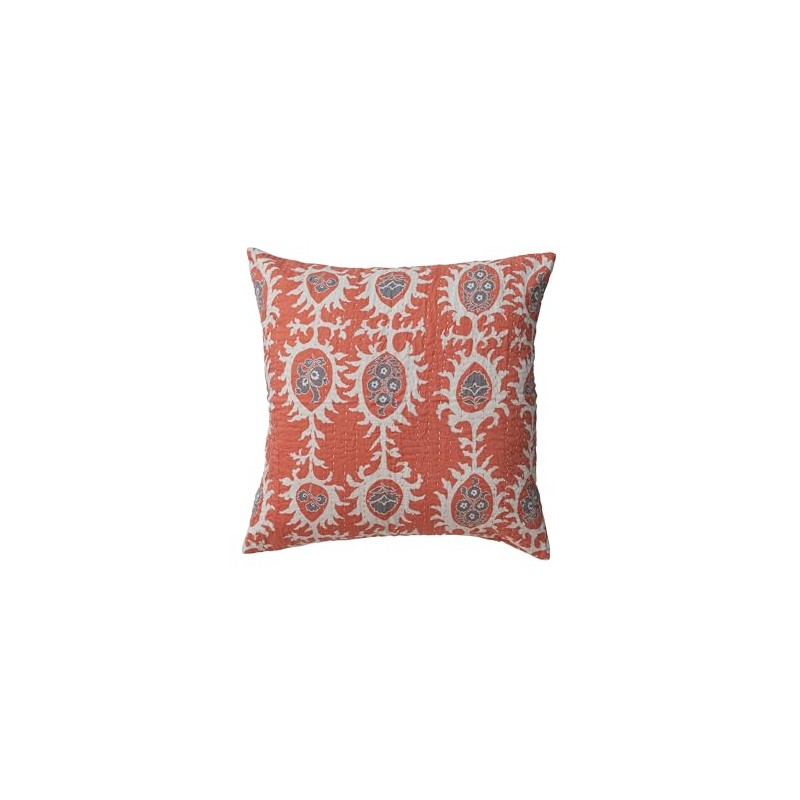 Creative Co-Op Patterned Cotton Voile Pillow, Multicolor, Orange