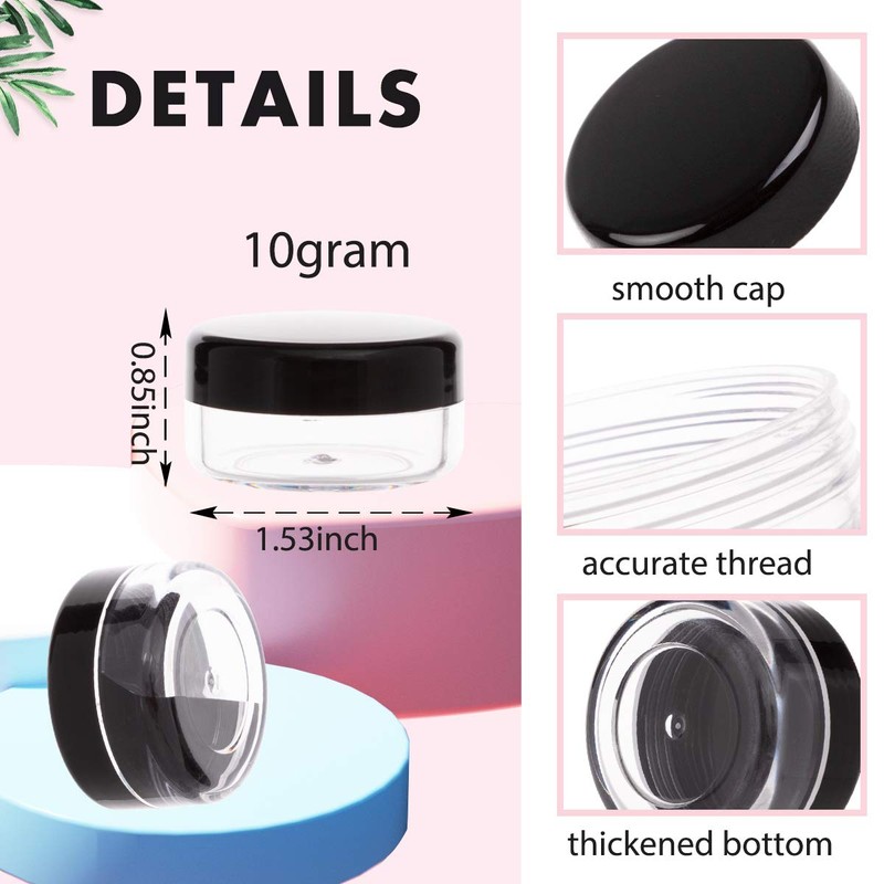 10 Gram Sample Containers with Lids, 10 Pack Sample Jars,