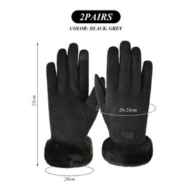CVDYWDJIE 2 Pairs Women Warm Outdoor Gloves Fleece Gloves Winter Cycling Gloves Touch Screen Gloves, black