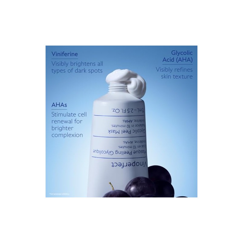 Caudalie Vinoperfect Mascarilla Glicólica con AHAs, ilumina en 10 minutos