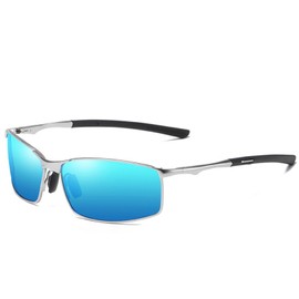 PKRANZYHKAL Men's Polarised Sunglasses - UV400 Protection, Metal Frame, Lightweight & Stylish for Outdoor, Cycling, Fishing,Blue