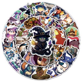 50 Packs Animal Wizard Stickers Water Bottles Laptop Phone Motorcycle Computer Guitar Skateboard Hydroflasks Wizard Vinyl Sticker Waterproof Aesthetic Trendy Decals for Teens Girls Adults