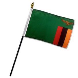 Quality Standard Flags One Dozen Zambia Stick Flag, 4 by 6"