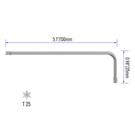 FOCMKEAS T25 Long Tamper Proof Torx Key Bit Wrench, Anti Tamper Star Screwdriver Security Bit Torque Repair Tool L-Shape Nickel Plated CRV Steel, Extra Long Arm