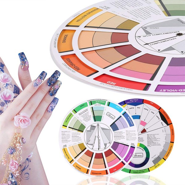 Rueda de color de guía profesional, mezcla redonda de tatuaje, pigmento de uñas rueda de color tabla de mezcla de maquillaje tabla suministros de tarjetas de papel