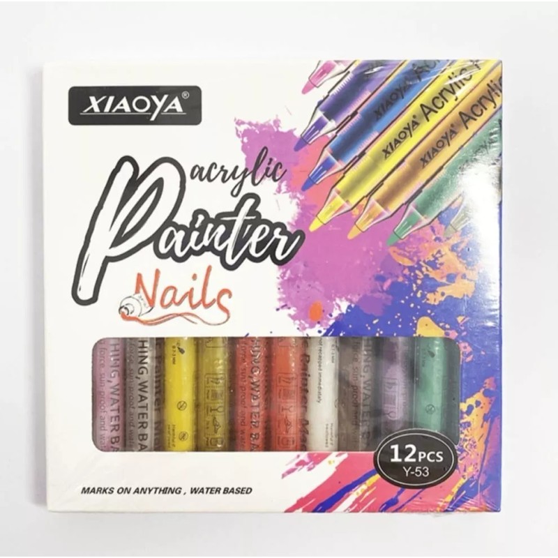 Xiaoya 12plumones Para Decoración De Uñas Acrílico Trazos Perfectos