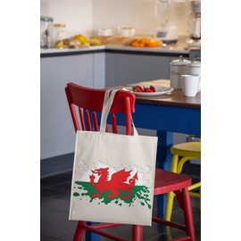 Super Lemon Wales Welsh Flag Tote Bag, Reusable Tote Bag, Novelty Printed Tote Bag for Shopping, Gym, Beach, Daily Wear, Eco-Friendly Stylish Long Handled Tote Shoulder Bag (42 x 2 x 33) cm