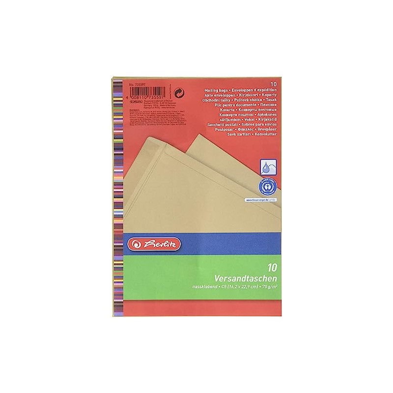 Herlitz C5 Mailing Bags Without Window - Brown