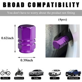Wevdn 4 PCS Car Tire Valve Caps, Anti-Corrosion Aluminum Alloy Valve Stem Dust Caps with Rubber Seal, Leak-Proof Tire Valve Cover for SUV Truck Motorcycle Bike, Car Accessories (Purple)