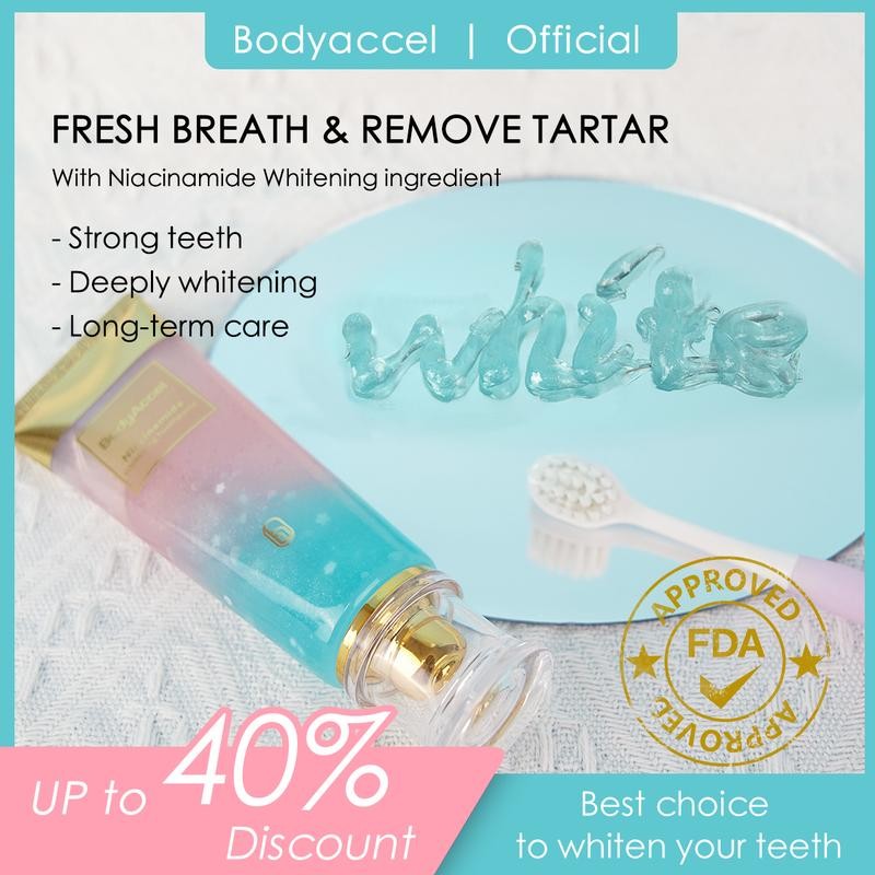 BodyAccel 【Triple Whitening】Niacinamide Fresh Breath Whitening Toothpaste - Specification: 2