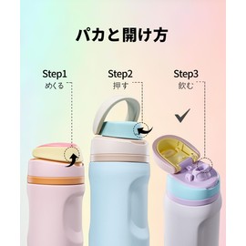 CAROTE Water Bottle, 16.2 fl oz (480 ml), Vacuum Insulated Mug Bottle, Heat and Cold Retention Stainless Steel Thermos Flask with Straw, Tumbler with Hidden Straw that Doesn't Get in the Way, with