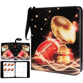 Trading Card Binder 900 Pockets, Football Card Binder Holder with 50 Removable Sleeves Fits 900 Sport Cards, Football Card Gifts Collector Album with Zipper Storage Display Case