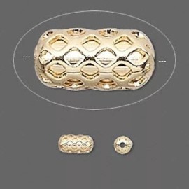 100 Gold Plated Brass 4x8mm Cut Filigree Weave Capsule Beads