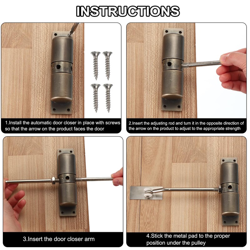 sourcing map Automatic Spring Door Closer Adjustable 40 lbs Self-Closing