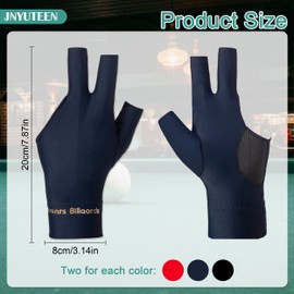 6 Pcs Billiard Gloves, 3 Fingers Pool Gloves Billiard Gloves, Non-Slip Breathable Left Hand Snooker Cue Sport Glove Billiard Pool Glove Pool Billiard Accessories for Women Men