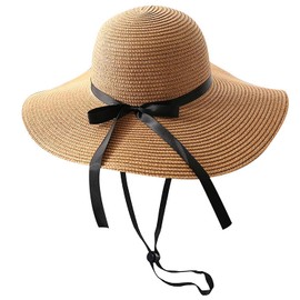 DOXLIO Sombrero de Paja de ala Ancha para Mujer, Sombrero para Sol Mujer, Plegables con Cuerda Cortaviento. Sombreros de Paja para Mujer, Erfecto para Viajar en Verano