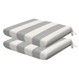 Honeycomb Outdoor Universal Seat Cushion Set, 18" x 17.5", Cabana Stripe Stone Grey Outdoor Chair Cushions