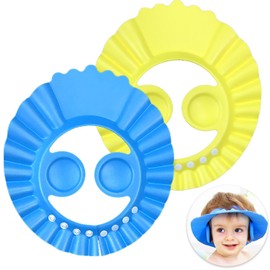 2 Pcs Adjustable Baby Bath Cap, Soft Waterproof Shampoo Visor for Kids, Children’s Hair Washing Shield for Bath Time, Baby Shower Cap in 2 Colours, Ideal for Toddlers and Infants