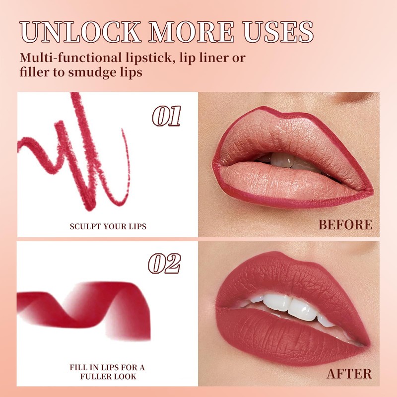 6Pcs/Set 2-in-1 Gradient Lip Liner & Lipstick Set, Ombre Effect