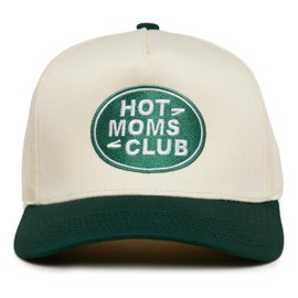 Funky Junque Canvas Snapback Trucker Hat - Father's Day, Funny Mom Hat, Baseball Cap for Mom & Dad - Hot Mom's Club - Green/Beige