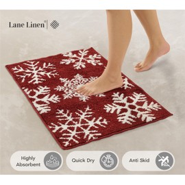 Christmas Bathroom Rugs Sets 2 Piece, Extra Soft & Absorbent, Premium Bath Mats For Bathroom, Non Slip Shower Mat, Machine Washable, Bath Mats For Bathroom Floor - 20" x 32"/17" x 24" - Snowflake