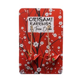 Origami Earrings by Tessa Osaka - Handmade Origami Crane Earrings (Red)