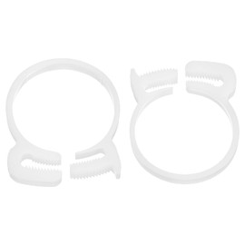 QUARKZMAN Pack of 2 Adjustable Double Snap Grip Hose Clamps Plastic 38.5-41.5 mm / 1.52-1.63 Inch Inner Diameter Adjustable Multiple Ratchet Pipe Clamp for Home, White