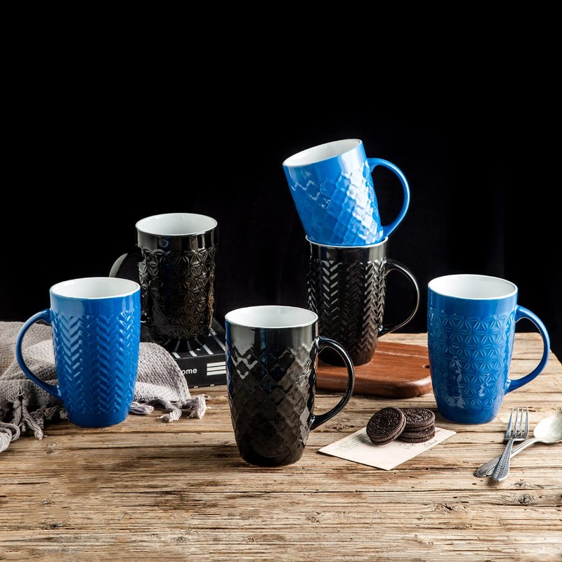 AmorArc Large Coffee Mugs Set of 6, 16oz Ceramic Tall
