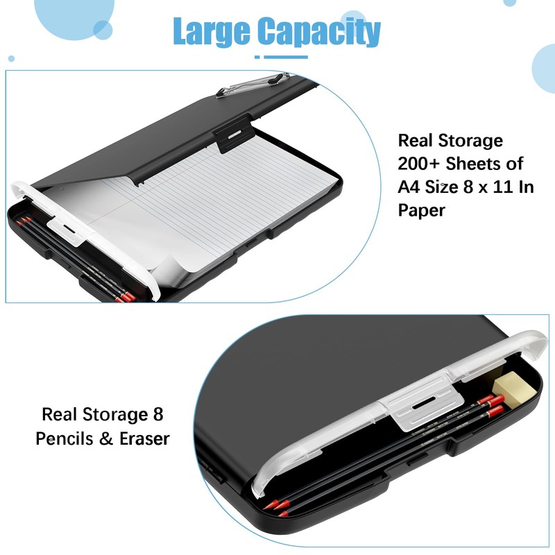 Hnogri Plastic Clipboard with Storage, Folder Nursing Clipboard Side Opening,